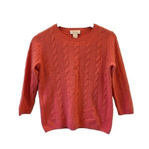 Peck & Peck Womens 100% Cashmere Cable Knit Sweater Medium Pink Pullover